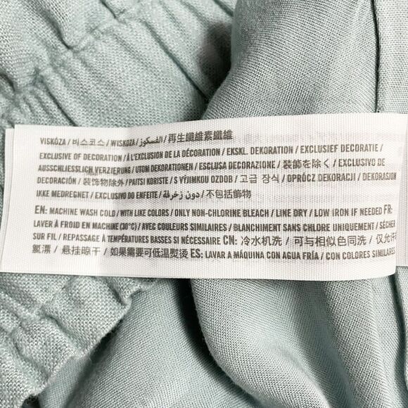 Abercrombie & Fitch Linen Blend Pull-On Shorts Blue/Green High Rise Size Large - Picture 9 of 11